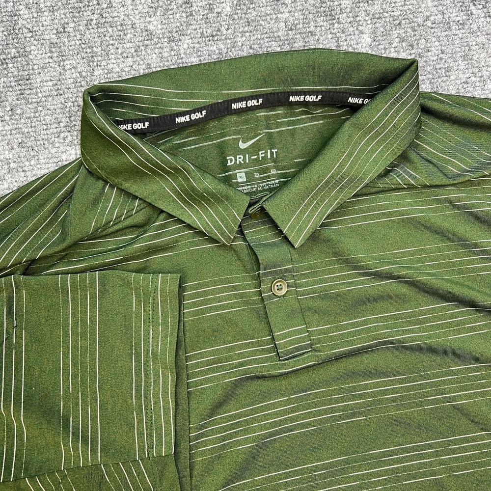 Nike‎ Zonal Cooling Polo Shirt Men's XLarge Green Stripe Golf Lightweight Swoosh